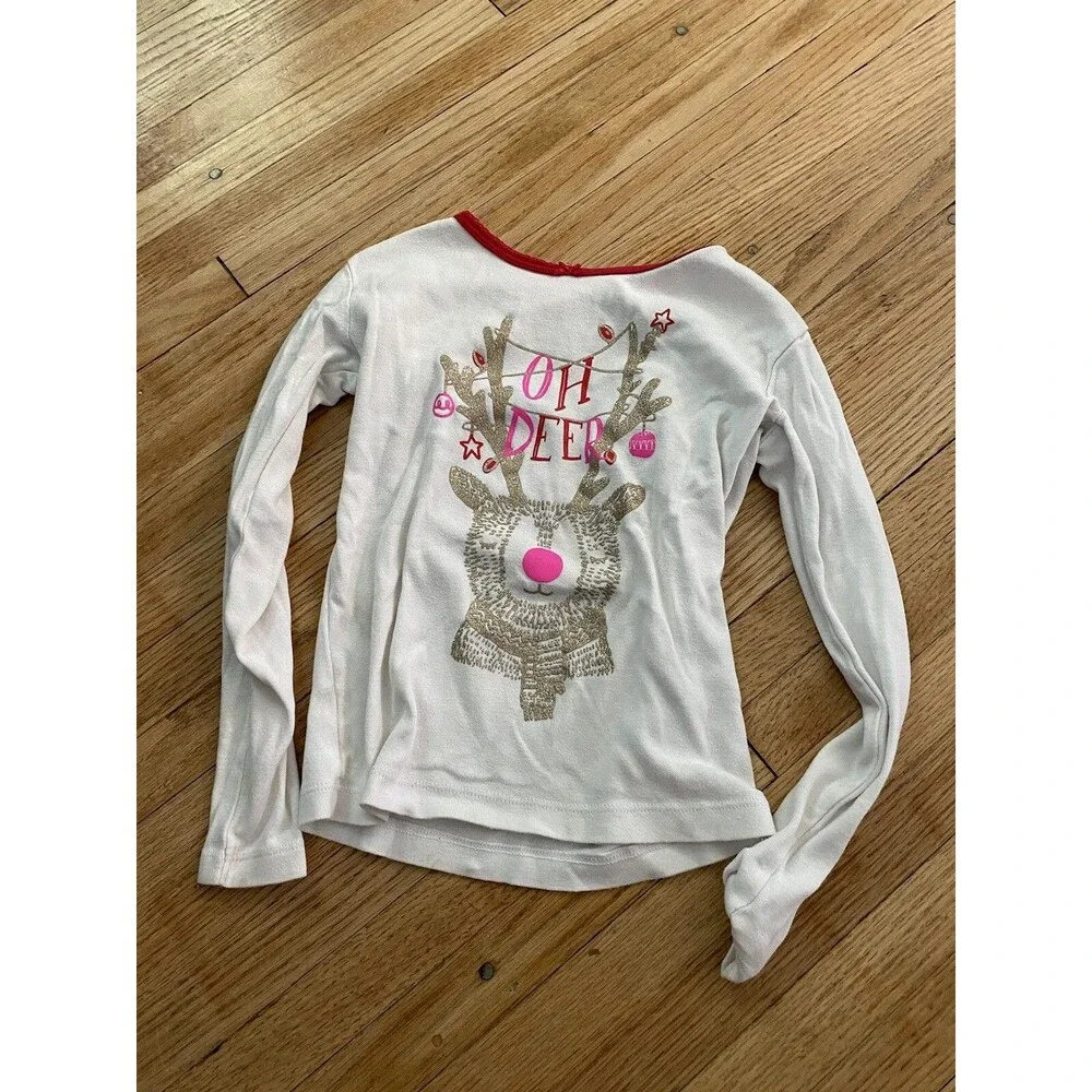 Oshkosh B’gosh 2 Piece Pajamas Christmas Oh Deer Reindeer Red And White